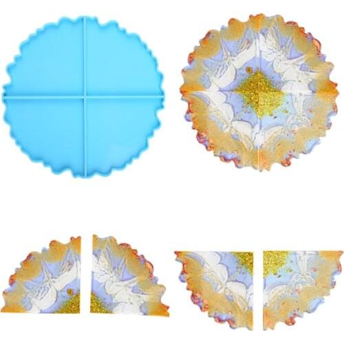 Agate Coaster Epoxy Resin Mold DIY Crafts Irregular Wavy Cup Mat Silicone Mould U90F