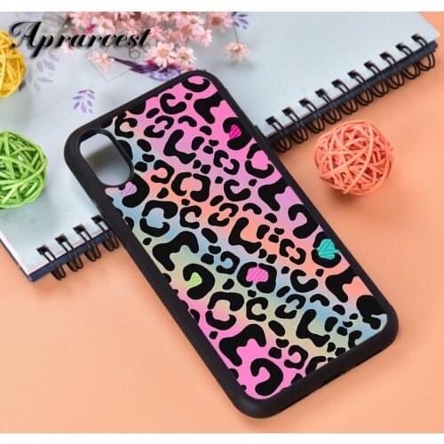 Aprarvest Neon Leopard color Silicone Rubber Phone Case Cover For iPhone 6 6S 7 8 PLUS X XS XR 11 12 MINI PRO MAX