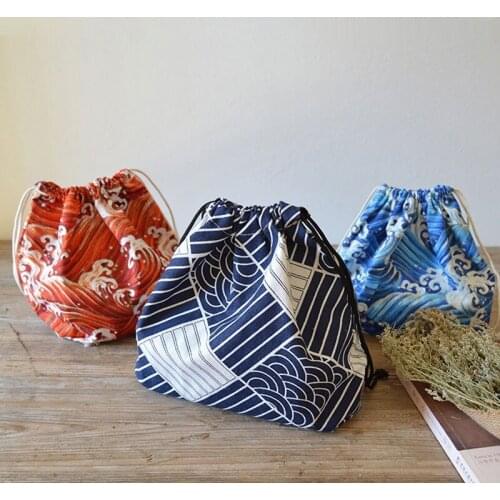Cute Japanese Canvas Insulation Bag Travel Portable Tableware Storage Bag New Style Lunch Box Bag Takeout Meal Storage