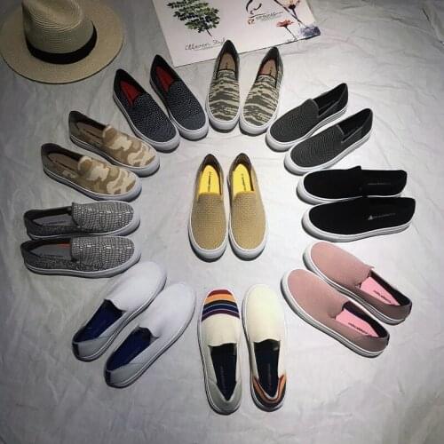 Spring and autumn new Lefu shoes simple slacker shoes versatile knitting womens shoes knitting round head casual flat shoes