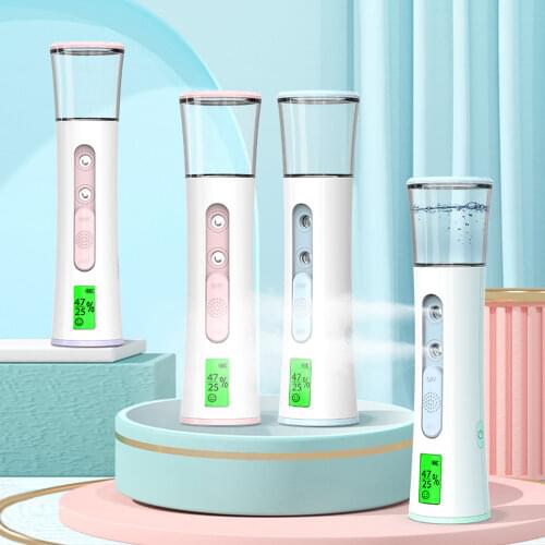Double Spray-head Nano Mist Sprayer Portable Facial Steamer Handheld Nebulizer Face Spray Spa Skin Care With Test LED Display