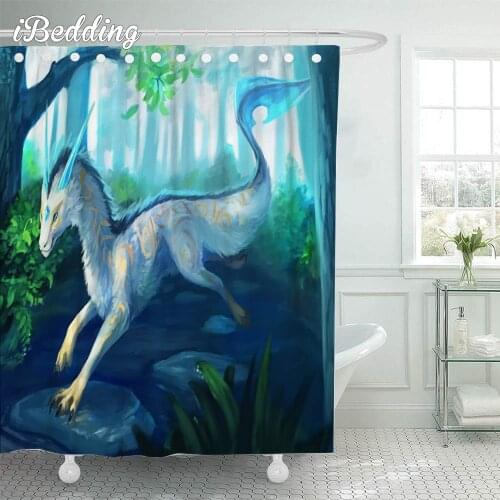 Animal Fantasy Series Shower Curtain 3D Printed Cartoon Anime Bathroom Waterproof Shower Curtains with Hooks for Decoration
