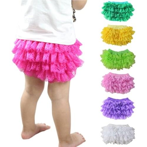 Wennikids 12colors Lace Baby Bloomer Infant Baby Bloomer Diaper Cover Kids Girls Ruffled Bloomers Nappy Cover 0-24m
