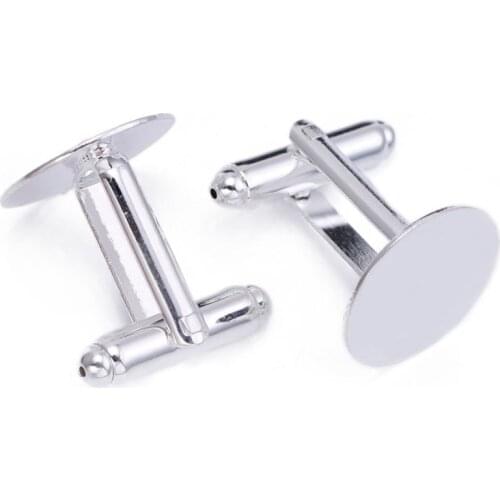 10Pcs Round Pad Copper Hook Clasps Cufflinks For DIY Making Fit 20mm 25mm Galss