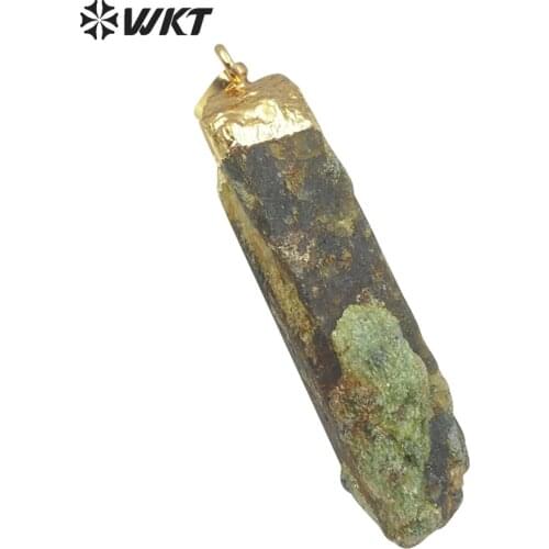 WT-P1465 WKT Natural Raw Kynatite Stone Gold Electroplated Irregular Shape Pendant Necklace Women Fashion Necklace Jewelry