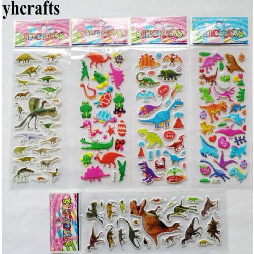 5sheets(120PCS stickers)/LOT.Removable jurassic dinosaur plastic sponge stickers Scrapbooking kit Decorative wall fridge sticker