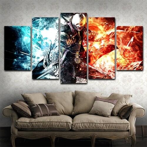 5 Pieces Wall Art Canvas Painting Animation Figure Poster Modern Home Bedroom Decoration For Modular Abstract Pictures