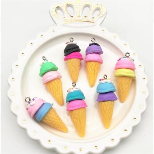 6pcs Polymer Clay Ice Cream Cute Food Charms Kawaii Pendant for DIY Necklace Keychain Earrings Bracelet Jewelry Making