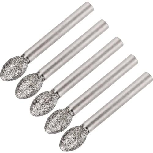 Uxcell Diamond Burrs for Rotary Tool 1/4-Inch Shank 10mm Tapered 120 Grit 5 Pcs Torch-shaped 10mm