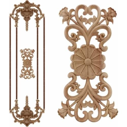 VZLX Antique Decorative Wood Appliques Furniture Cabinet Natural Moldings Decals Flower Carving Figurines Wedding Decoration