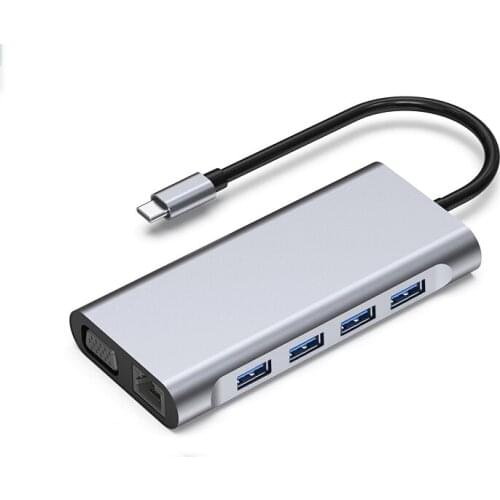 11 In 1 USB C HUB Type C To USB 3.0 Dock Station USB C HDMI RJ45 4K For Pro Air Accessories Type C 3.1 Splitter