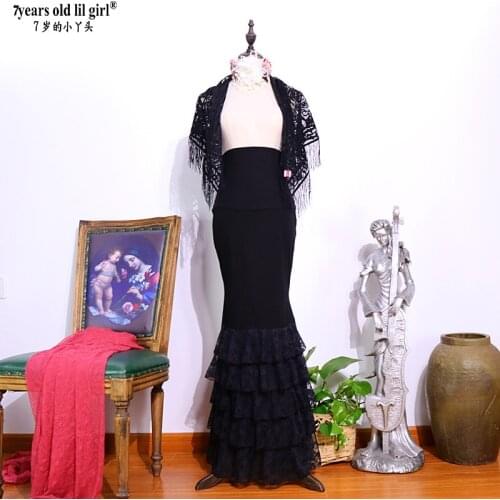 Spanish dance dress Flamenco dance practice skirt Flamenco skirt multilayer spanish skirt dance wear women fishtail skirt ENN02