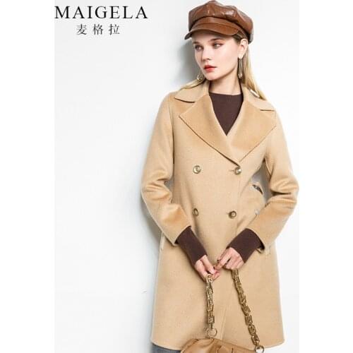 Classic double-breasted double-faced cashmere coat womens mid-length 2021 autumn and winter woolen coat