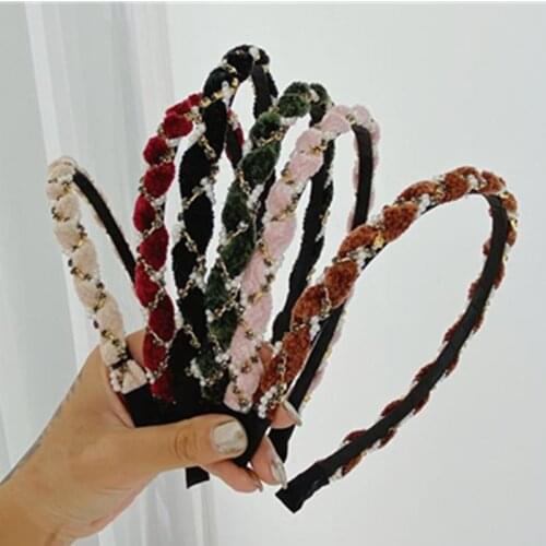 Tiny Crystals Pearls Headband for Teen Girls Hair Accessories Wave Shaped Pearls Hairband Women Outdoor Headdress Head Band