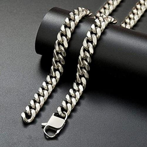 8/10/12/14/16/18MM New Arrive Silver Color Cuban Curb Chain Gift Stainless Steel Mens Womens Necklace Or Bracelet Jewelry 7-40"