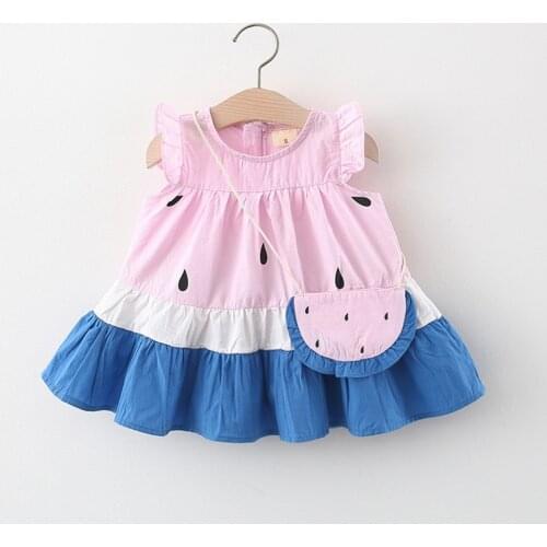 Summer Outfits Girls Kids Princess Dress Children Baby Infant Sleeveless Ruffles Sundress Dresses Vestidos+Bag S12246