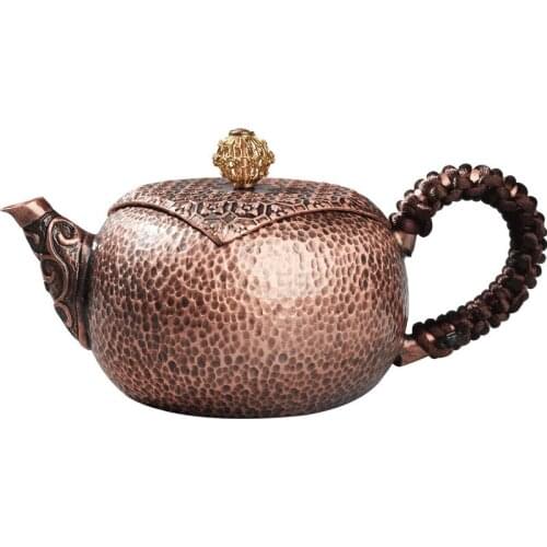 Pure Copper Make Tea Pot Handmade Hammer Pattern Small Teapot Household 200ML Teapot Vintage Gift Tea Set