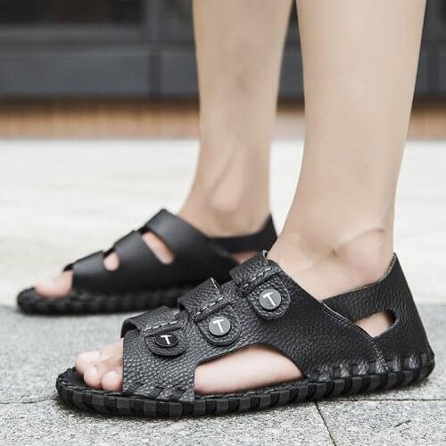 New Arrival Summer Men Sandals High Quality Outdoor Non-Slip Breathable Roman Male Casual Shoes Fashion Beach Black White Colors