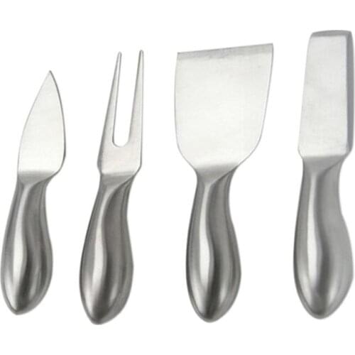 4Pcs Stainless Steel Cheese Knife Kit Butter Knife Cheese Spreader - Knife + Cheese Fork + Cheese Shovel + Small Cutter
