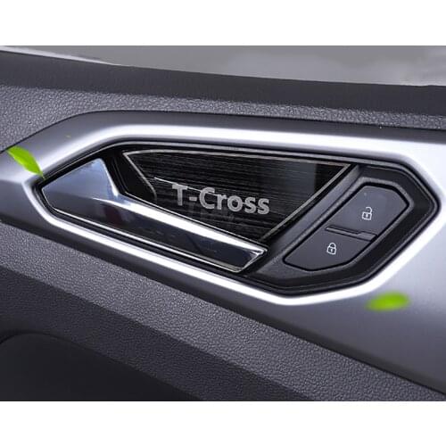 Car Interior Door Handle Inner Bowl Cover Stainless Steel Protection Emblem Sticker For Volkswagen T-cross 2019-2021 Accessories