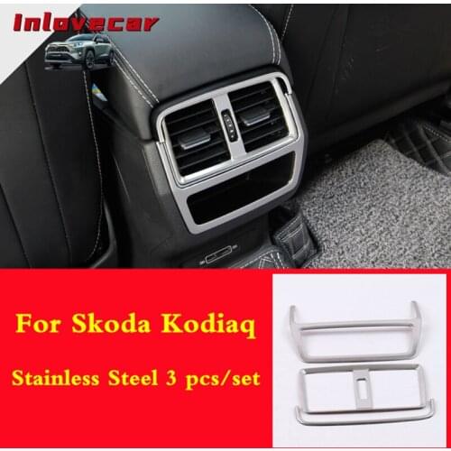For Skoda Kodiaq Karoq GT rear air outlet cover interior mouldings armrest conditioning vent sticker frame accessories 3pcs