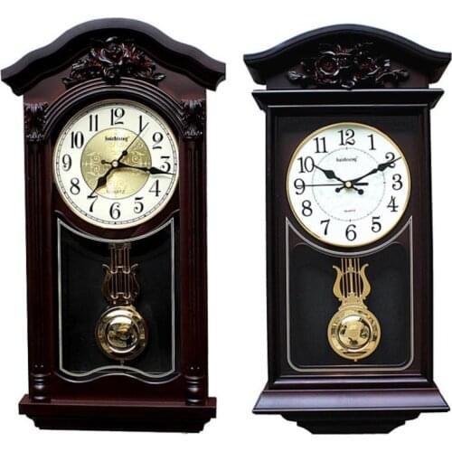 New Chinese Large 3D Wall Clock Vintage Living Room European Pendulum Wall Clocks Retro Modern Design Saat Home Farmhouse Decor
