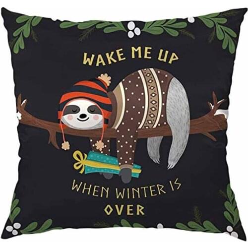 Throw Pillow Cover Sloth Make Me Up Baby Sloth Sleeping on The Square Cushion Cover Pillow Cases for Men Women Girls Boys Sofa