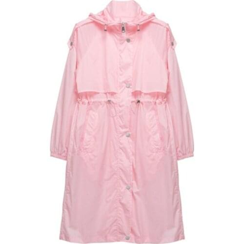 New Spring Summer Womens Sun Protection Clothing Thin Coats Casual Hooded Plus Size Lady Windbreaker Trendy Female Long Coats