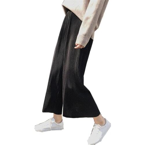 New Spring Student Pants Fashion Women Wide Leg Pant All-match Legging Female Casual Long Pleated Pant Autumn Girl TrousersWZ203