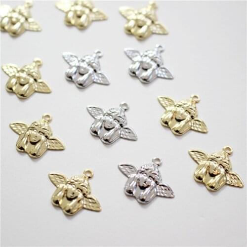 New style 50pcs/lot cartoon cute wing angel heads shape copper floating locket charms diy jewelry earring/garment accessory