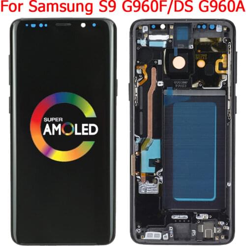 Original For Samsung Galaxy S9 LCD Display With Frame 5.8" SM-G960F G960A G960F/DS Screen LCD Display Touch Panel Assembly