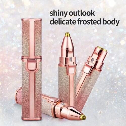 2 IN 1 Rechargeable Electric Eyebrow Trimmer Epilator Female Body Facial Lipstick Shape Hair Removal Mini Painless Razor Shaver