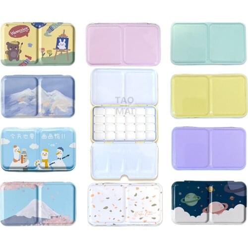 24 grid color box solid watercolor paint box DYI sub-pack watercolor tin box portable art painting supplies