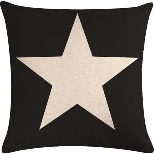 Christmas Star Cushion Cover Elk Printed Linen Pillow Case Childrens New Year Gift Family Living Room Sofa Chair Bed Decoration