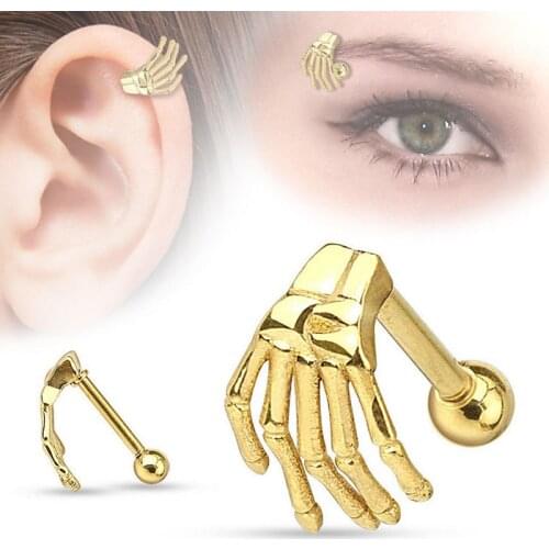 Earrings eyebrow nails new 316L stainless steel ghost hand earrings pop style hypoallergenic body piercing jewelry