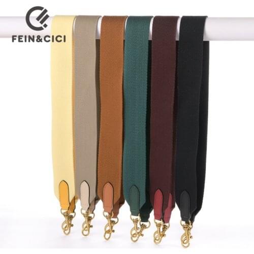Colorful strap large wide canvas strap designer messenger shoulder bag briefcase belt with cowskin leather bag parts accessories