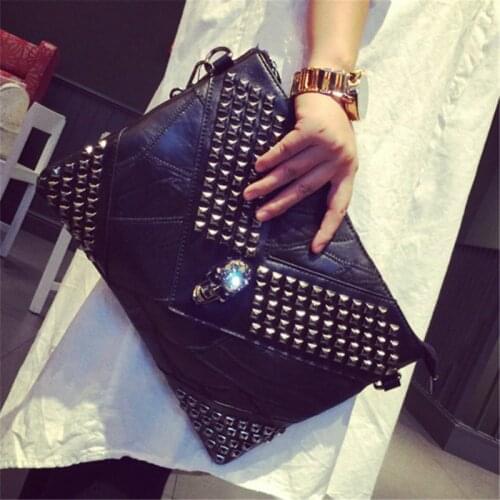 Tidog New rivet soft leather hand holding soft leather splicing clutch bag