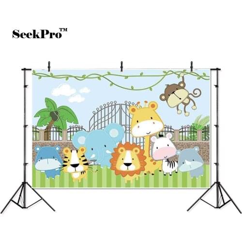 Thin vinyl lion elephant zebra monkey baby children photo Backgrounds Printed Professional indoor Photographic studio Backdrops