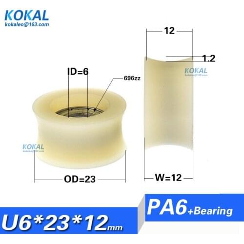 [U0623-12]Free Shipping 10PCS PA66 nylon caoted with 696zz bearing roller 6*23*12 PA wheel door roller