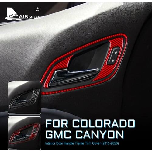 Carbon Fiber for Chevrolet Colorado GMC Canyon 2015 2016 2017 2018 2019 2020 Accessories Interior Trim Door Handle Frame Sticker
