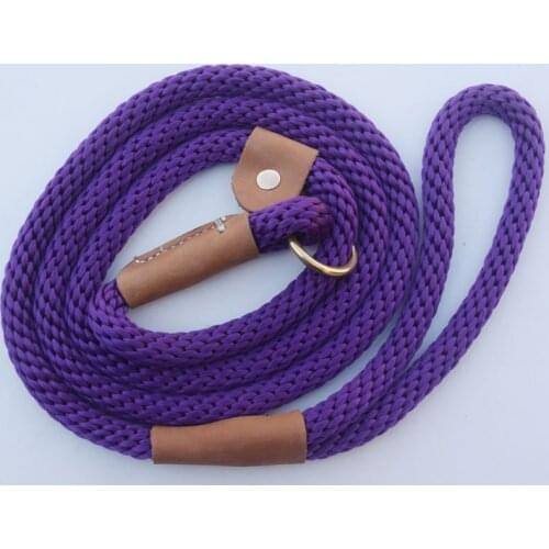 High quality Leather Nylon Rope Slip Training Lead Pets Leash for Small, Medium, Large and Extra Heavy Dogs - 5 Ft Long