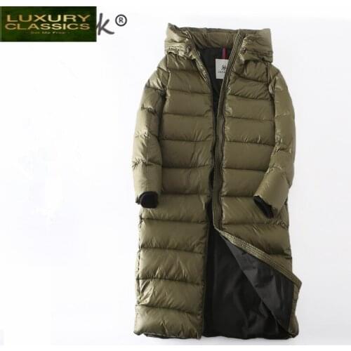 Women Jacket Winter Light Clothes 2021 Warm 90% Duck Down Jacket Hooded Ladies Warm Long Coat Slim Outerwear Hiver A00014