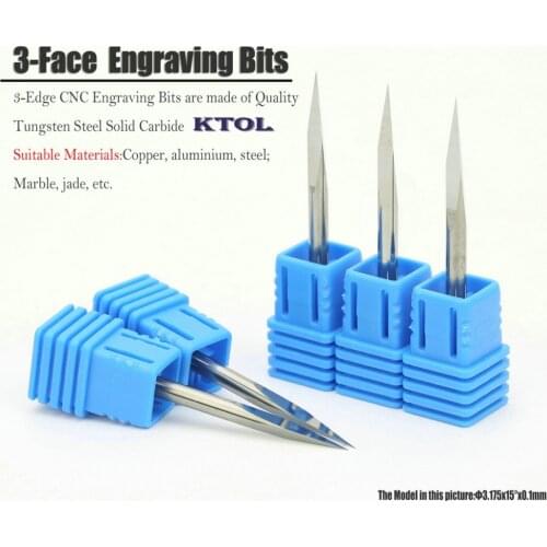 10pcs 3.175x0.1mm 15 Degree V Bit Milling Cutters Carbide PCB Engraving CNC Router Tools for Metal Jade 3D Carving End Mill
