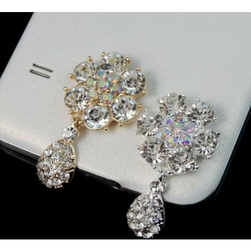 10pcs/lot Cell Phone Case DIY Crystal Flower pendant Charms Alloy Decoration