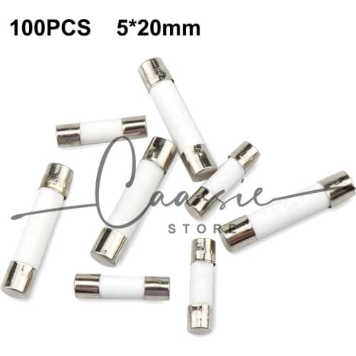 100PCS Ceramic fuse tube 0.5A/1A/30A/2A/3A/4A/5A/6A/8A/10A/12A 15A 20A 250V 5*20MM The fuse tube