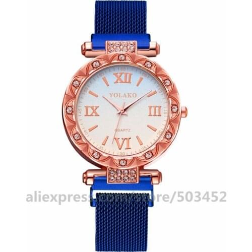 100pcs/lot YOLAKO Megnetic Watches Rhinestone Fashion Trends Gift Bracelet Dress Relogio Feminino Arabic Clock Ladies Watch