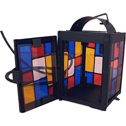 2Pcs Europe Retro Decor Turkish Lamp Colorful Cup Stained Glass Candleholder LED Bedroom