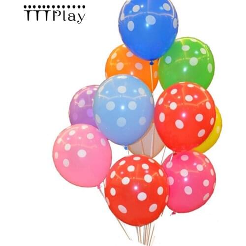 25pcs 12Inch Polka Dot Latex Printed Balloons 10 Colors Inflatable Air Balls Wedding Decoration Birthday Party Balloons Supplies