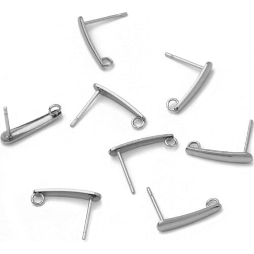 30pcs/lot 3*15mm Stainless Steel rectangular with hanging ear pins Earring Stud Ear Post Nails Flat Earring Pad Base Posts Diy