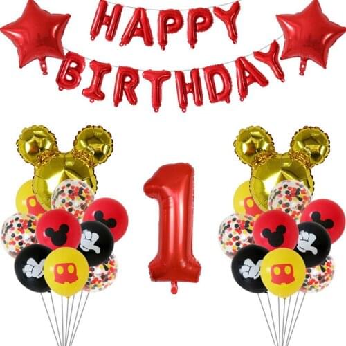 36pcs/Lot Minnie Balloons Mickey Mouse Number Birthday Party Decoration Baby Shower Decor Kids Balloon Latex Air Globos Supplies